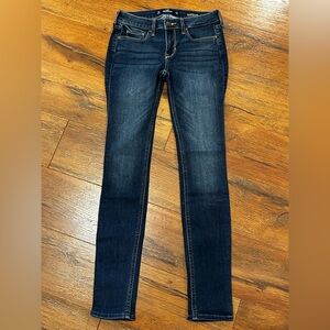 Hollister Women’s 0R W24 L30 Dark Blue Low Rise Super Skinny Jeans Stretch